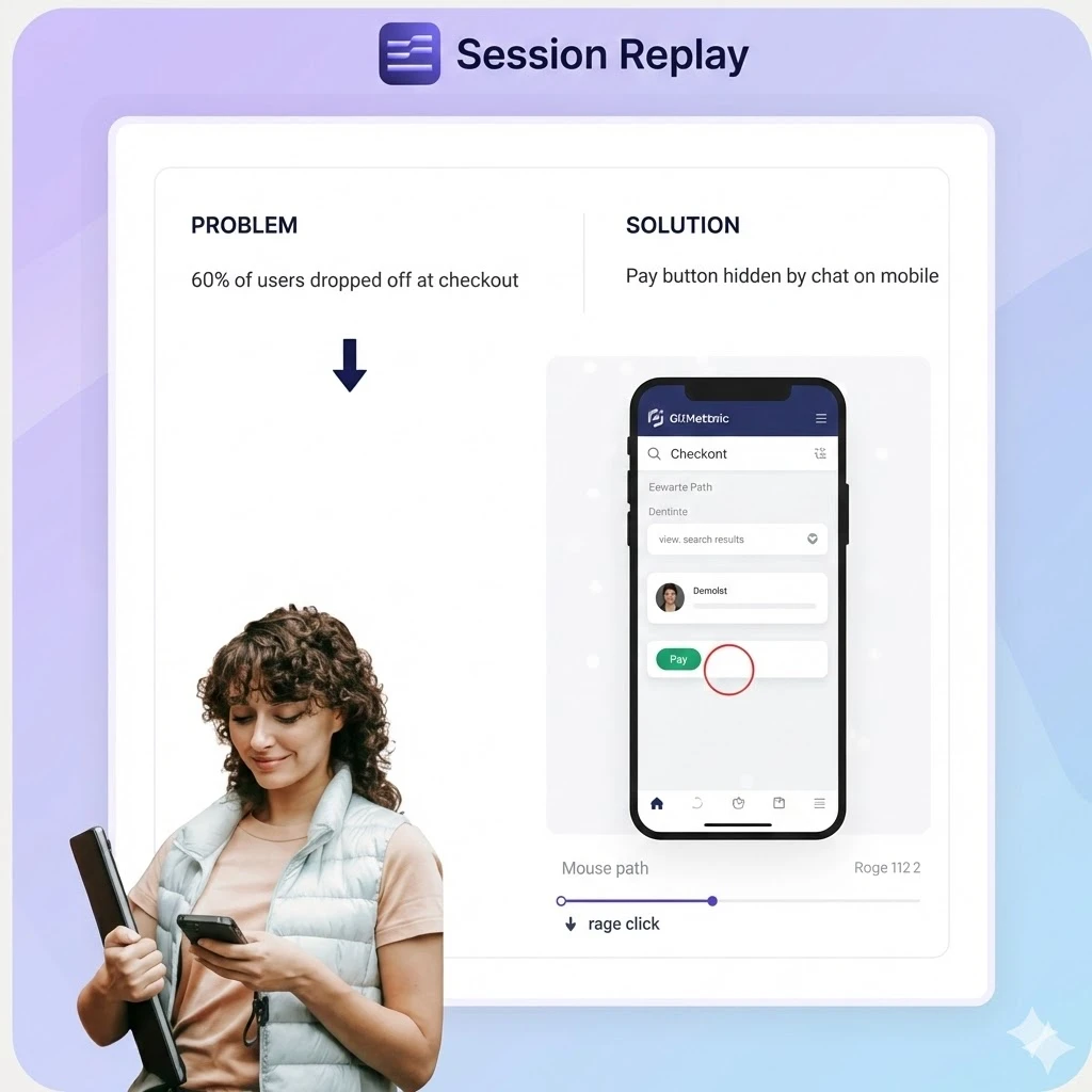 Mobile session replay with its interaction timeline